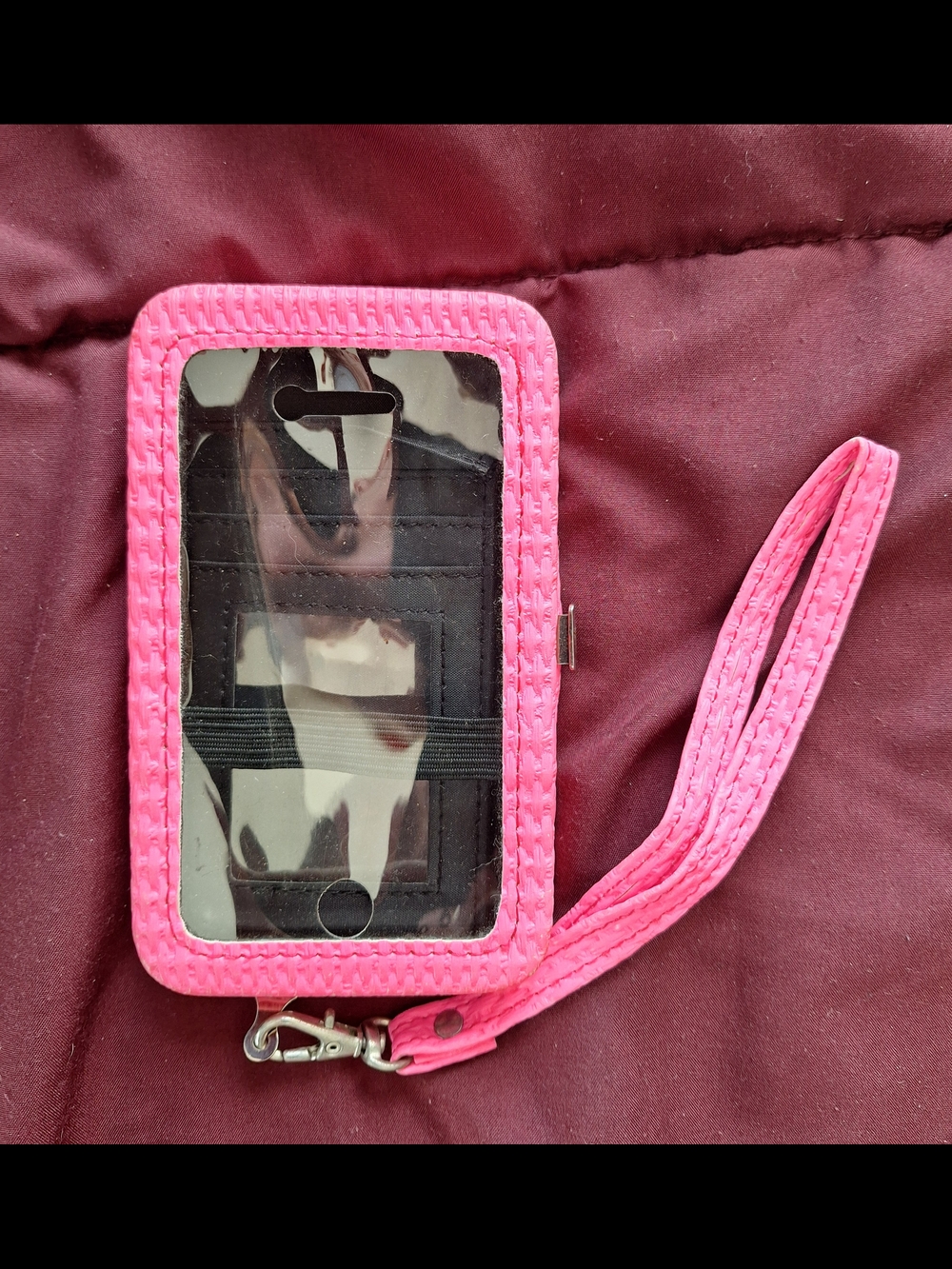 Pink Wristlet Case with Clear ID Window